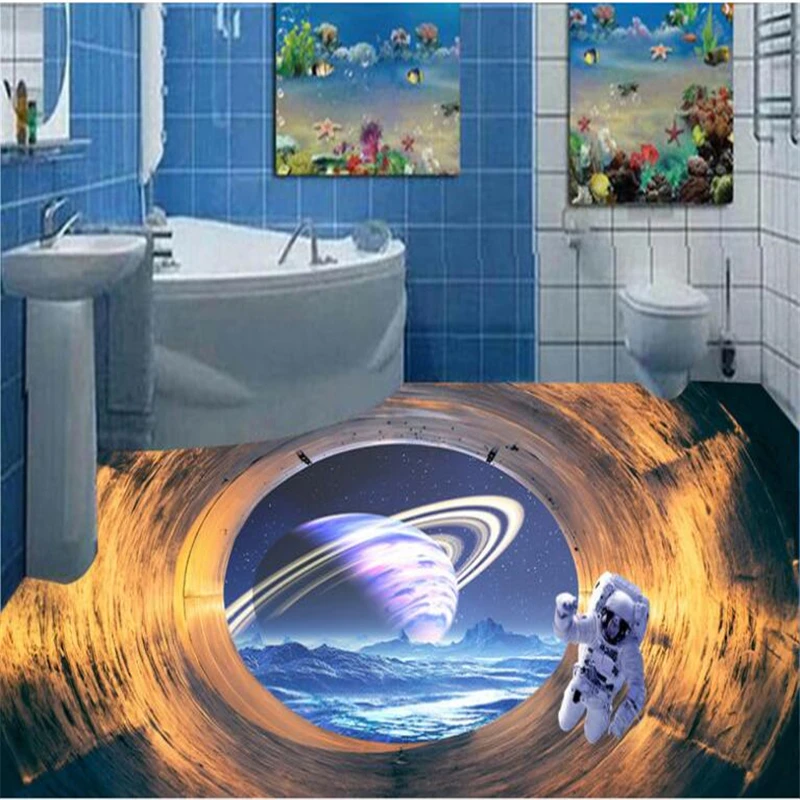 Пользовательские большой fresco туннель космическая планета 3D Пол утолщение