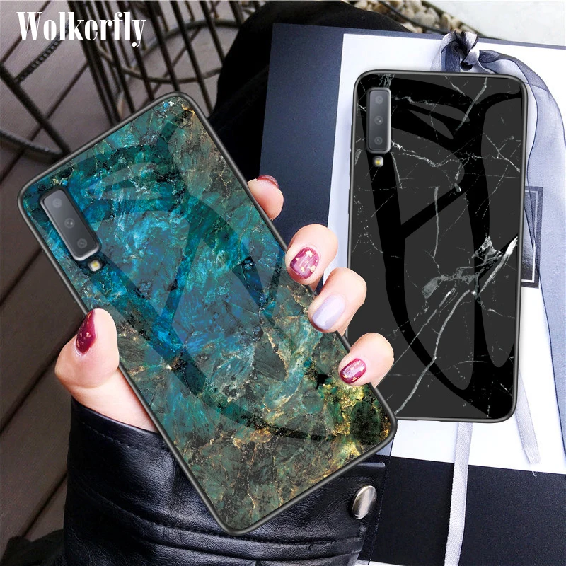 Стекло чехол для samsung Galaxy A50 A70 A60 A40 A30 A20 A10 J3 J4 J5 J6 плюс J7 Prime J8 A9 A8 A6 A7 m10 m20 мраморный чехол