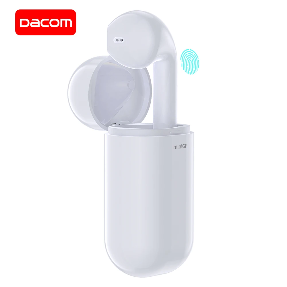 Белый DACOM GFmini 5,0, Bluetooth наушники, один в ухо, беспроводные наушники с зарядным устройством, встроенный микрофон, мини-наушник для iPhone, Xiaomi - Цвет: Белый