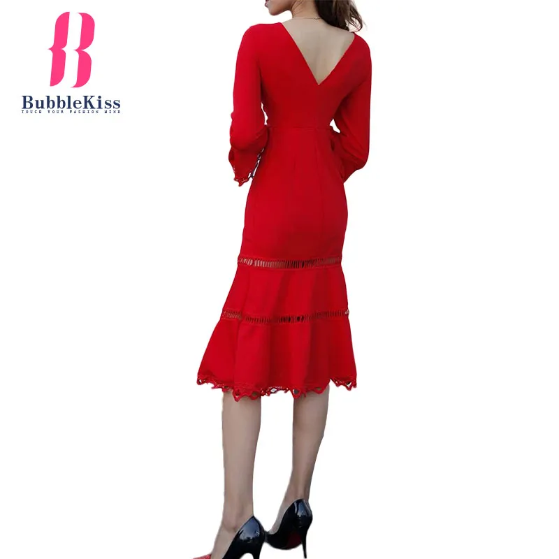Bubblekiss V Средства ухода за кожей Шеи плотная выдалбливают Bodycon платье Для женщин