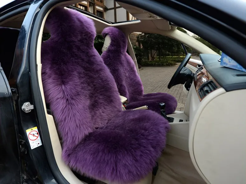 Purple Автопоставка, чехол для сиденья из натурального овечьего меха, 5 автомобильных сидений в 1 наборе, подушка для автомобильных сидений, универсальные домашние автокресла - Название цвета: Purple