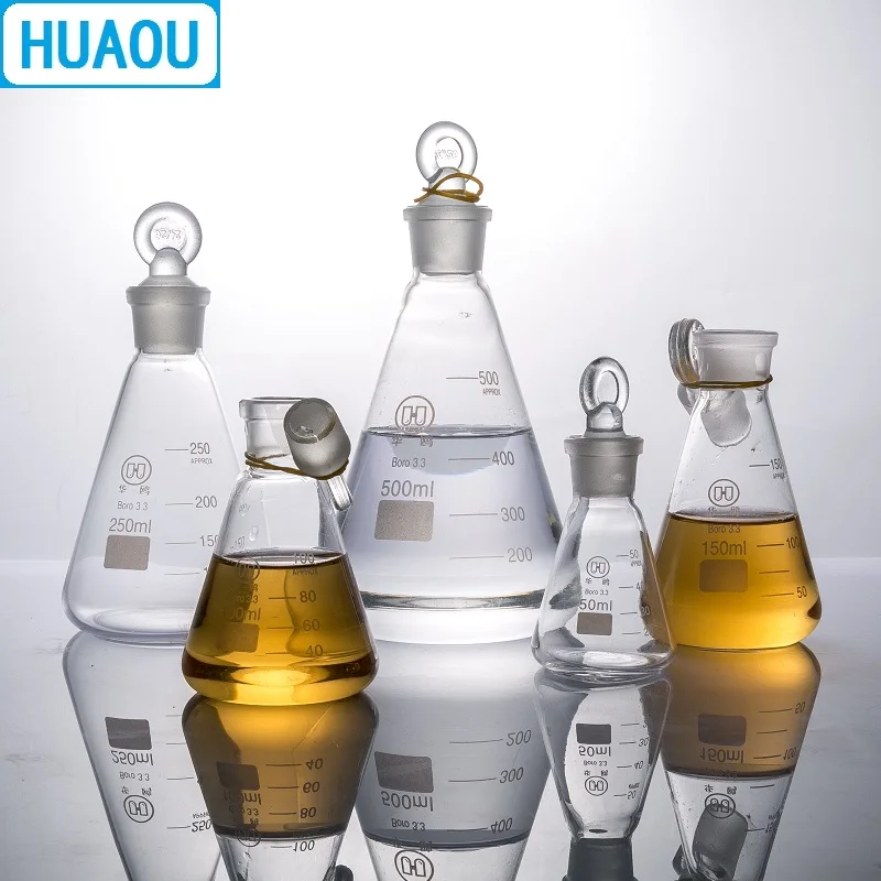 Коническая фляга HUAOU 150 мл боросилированное стекло 3 с заземлением стеклянная