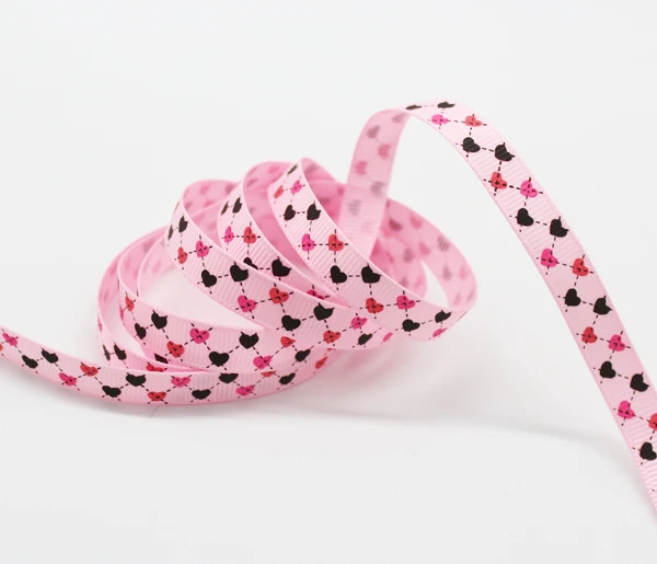 Pearl Pink 3/" 9 мм Печатная корсажная лента Экологически чистая горошек сердце Геометрическая DIY Подарочная коробка ремесла декоративная обертка - Цвет: Pearl Pink