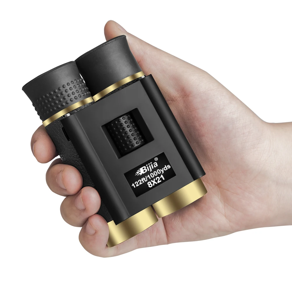 BIJIA 8x21 компактный бинокль большой дальности складной HD мощный мини Карманный телескоп FMC оптика Охота Спорт Кемпинг