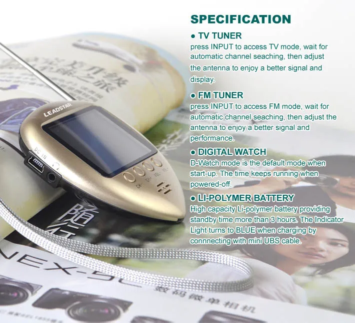 Бесплатная доставка! 1.8 дюймов Смарт Мини КАРМАННЫЙ ТЕЛЕВИЗОР с Аналогового ТВ