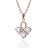 charm vintage lady fashion three grain of zircon necklace pendants jewelry gift for women girls wholesale