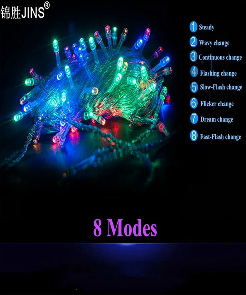 Гирлянда светодиодная декоративная 10 м 100 шт.|light 10m|10m christmaslights led christmas |