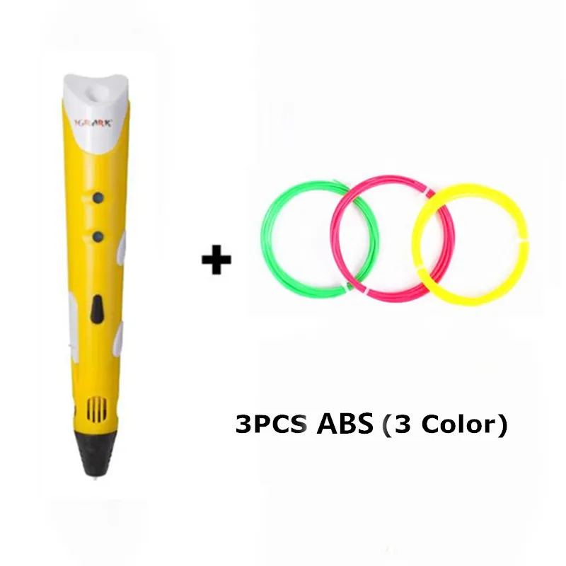IGRARK DIY 3D Ручка, умная 3D Ручка для печати с бесплатной ABS нитью, креативный подарок для детей, дизайнерский рисунок - Цвет: Yellow add 9M ABS