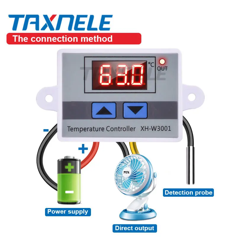 XH W3001 50 ~ 110C интеллектуальный цифровой регулятор температуры AC 220V 12V 24V 10A с ЖК
