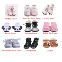 zwsisu doll shoes 9 styles skating sneaker riding rainbow shoes boots for 18 inch american doll 43 cm baby doll for generation