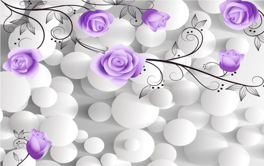 Пользовательские цветочные обои фиолетовая Роза 3D фотообои для гостиной спальни