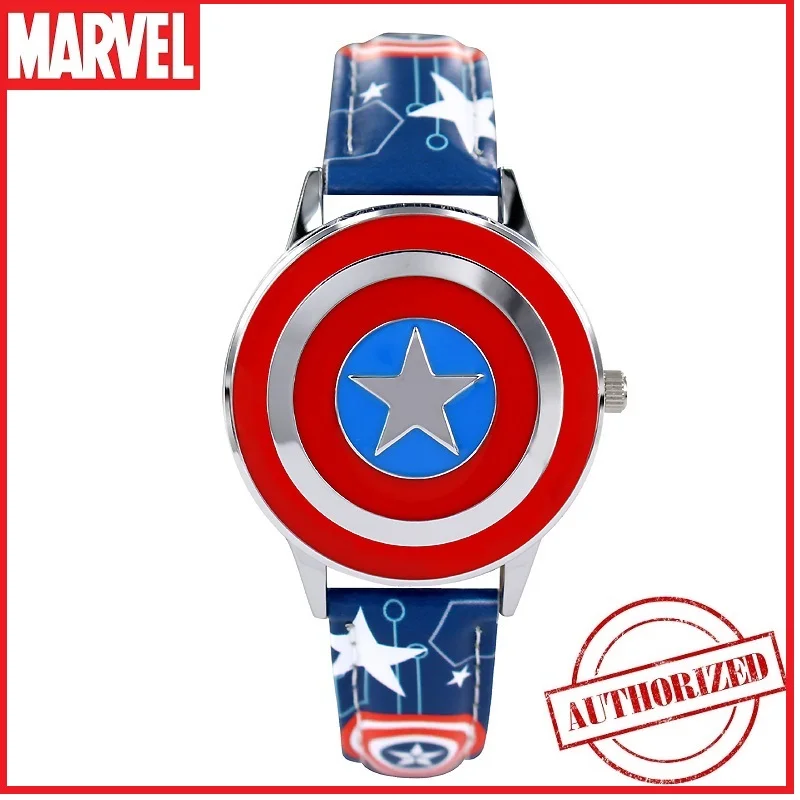 Marvel Мстители Капитан Америка Дети раскладушка кожа Водонепроницаемый Кварцевые