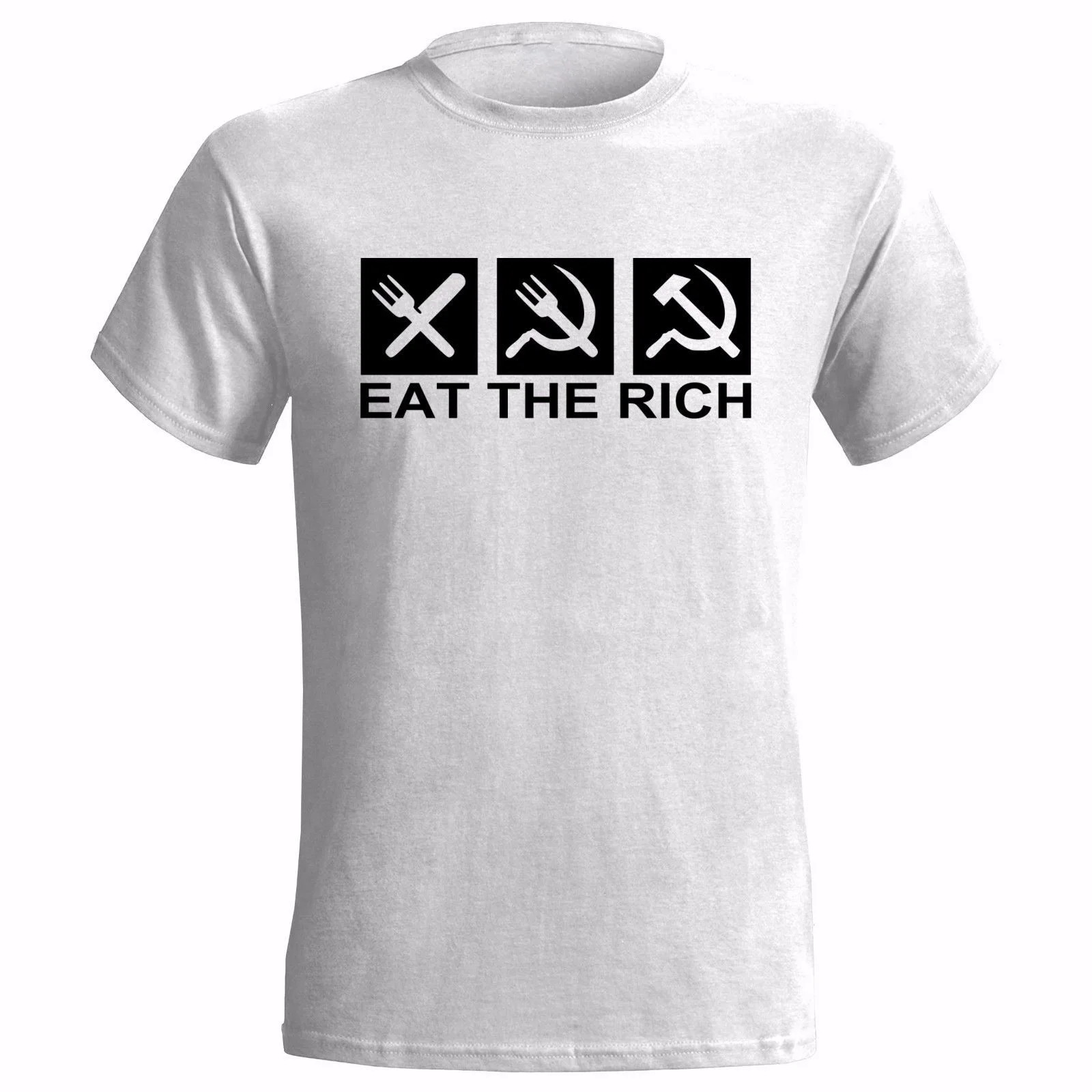EAT THE богатый логотип мужская футболка коммунистический анти-капиталистический капитализм хлопок Новые футболки