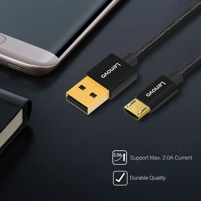 Lenovo оригинальный Micro USB кабель 1 м нейлоновый Плетеный быстро зарядный