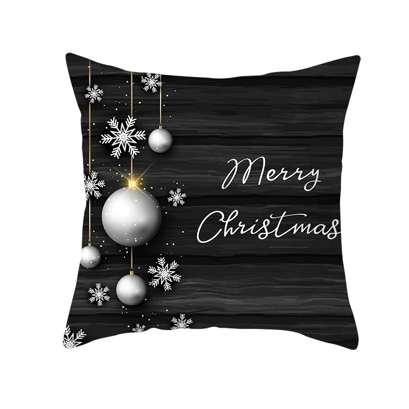 H06 mling 1pcs 45x45cm Santa Claus Christmas Tree Pillowcase Peach Skin Pillowcase Waist Pillow Polyester Throw Pillow Case Cover - Color: H06