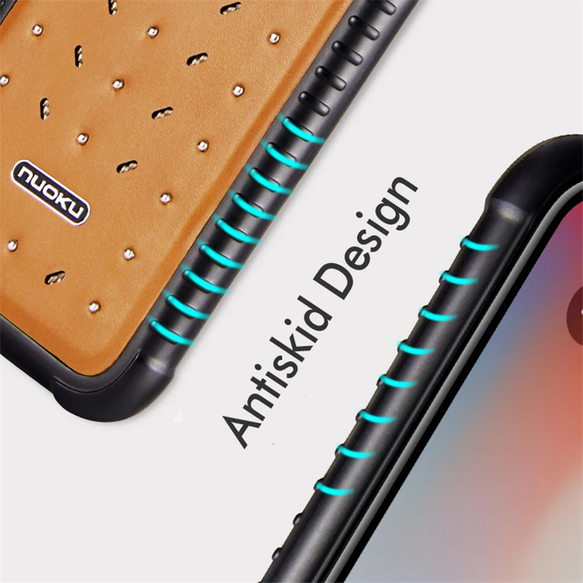 Роскошный чехол из натуральной кожи для телефона iPhone 7 8 Plus X металлическая заклёпка нескользящая Мягкая задняя крышка из ТПУ для samsung note9