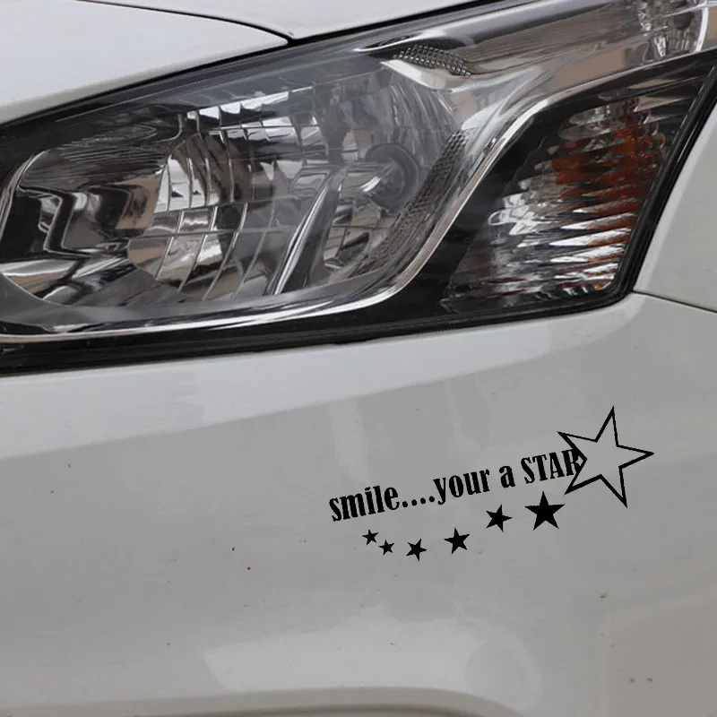 YJZT 17 см * 5 9 SMILE.YOUR A STAR Автомобильная наклейка Виниловая черный/серебристый цвет |