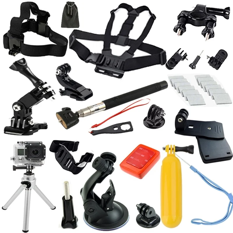 Accessories Kit Head Chest Strap Surface J-Hooks Suction Cup Monopod Pole Wrench Spanner Backpack Clip for Gopro Hero 4 3+ 3 2 |