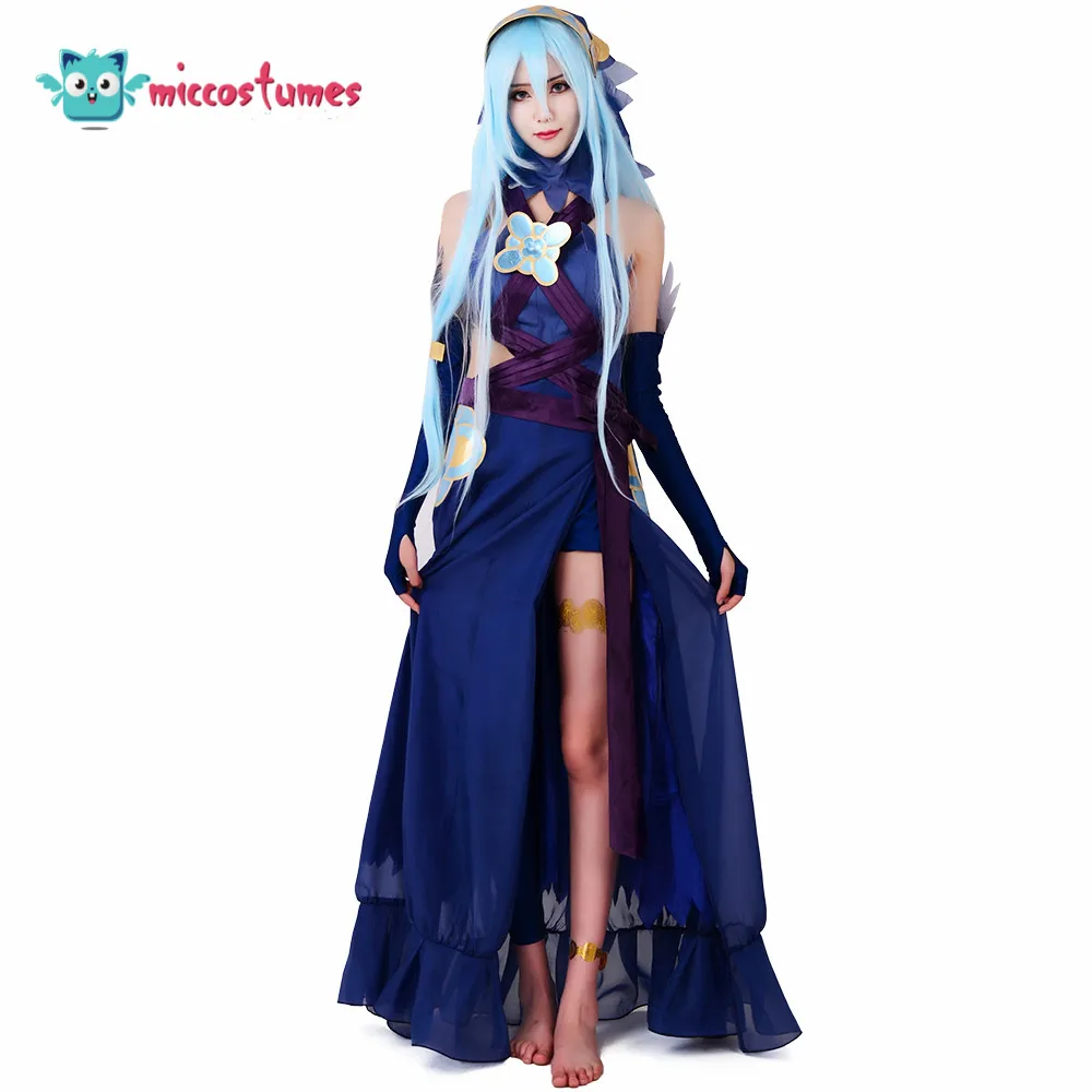 Женское платье из аниме Fates Conquest Azura синий костюм для косплея (наклейки и вуаль в