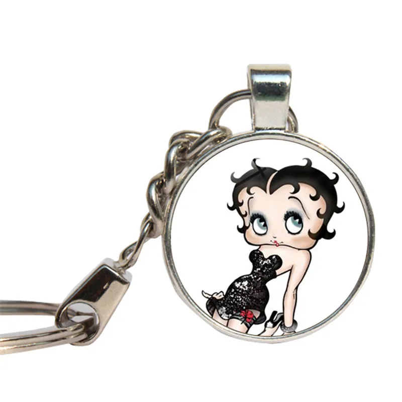 Betty Boop брелки милые девушки 80 винтажные сексуальные женские Брелки стеклянный
