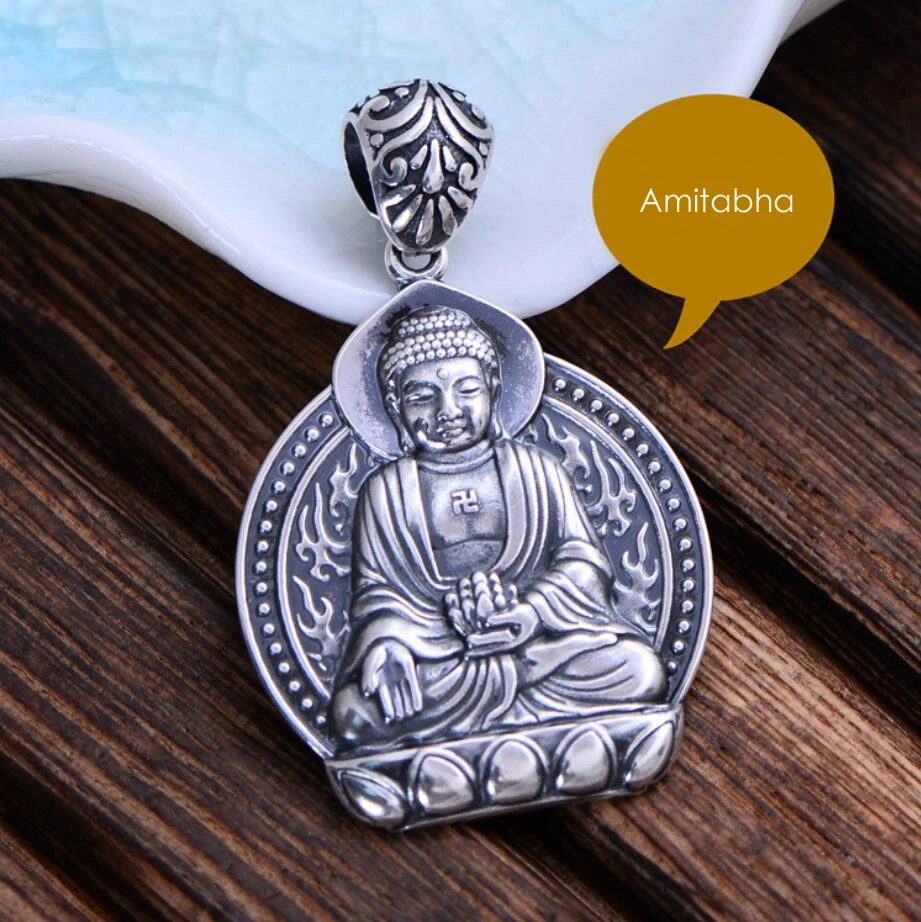 Подвеска в виде сердца Буддизма Будда Амитабха 925 пробы A2048|jewelry pendant|jewelry heart