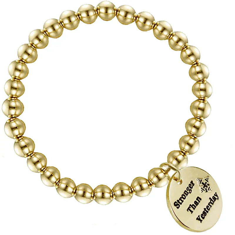 Вдохновляющие цитаты дисковые браслеты выгравированные бусины из нержавеющей