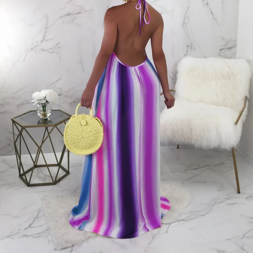 2018 Для женщин Летнее сексуальное платье на завязках без рукавов с длинными