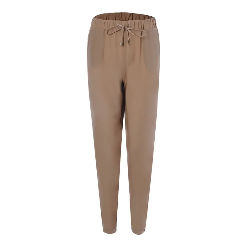 Adisputent Women Casual Loose Harem Pants Solid Elastic Waist Long Autumn Stretch Trousers Pantalone OL Style Chiffon Pant | Женская