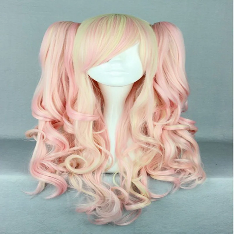 pink HAIRJOY женские 70 см длинные синие Смешанные розовые волнистые плетеные 2 хвостика Синтетические партии косплей парик 15 видов цветов доступны - Цвет: pink