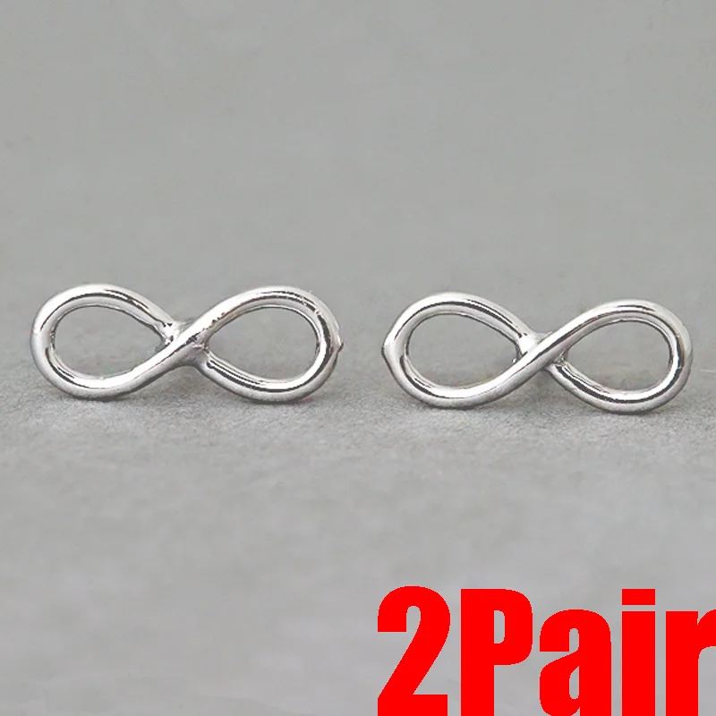 2 пары Шарм серьги Мода бесконечности серебро Цвет ювелирные изделия навсегда