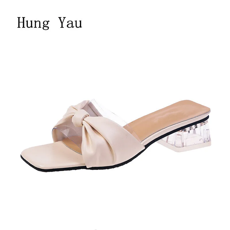 

Women Sandals 2019 Summer Shoes Woman Slippers Thick Heels Fashion Butterfly-knot Platform Female Slides Ladies Shoes Peep Toe