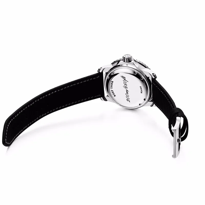 Reef Tiger Brand Casual Fashion Mechanical Deep Waterproof Wristwatch Top Luxury nylon Mens Watches relogio masculino RGA3035