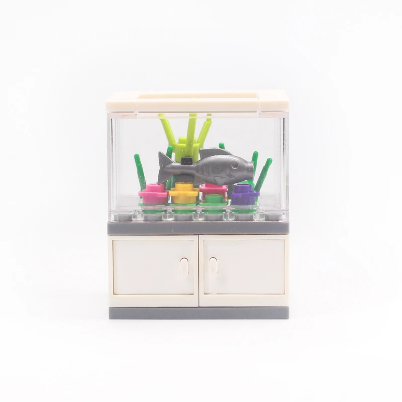 MOC аксессуары для аквариума коробка рыбы трава строительные блоки маленькие