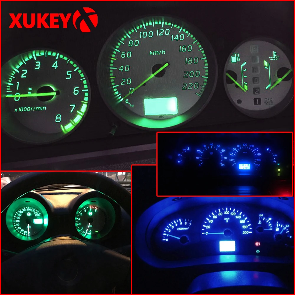 10pcs T5 LED Car Dash Dashboard Lights 74 73 286 Instrument Panel Lamp Speedometer Wedge Side Bulb Concave Lens Green White Blue|Сигнальная