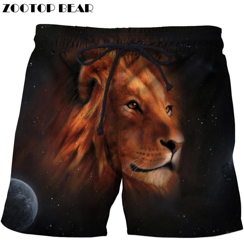 

3d Lion Printed Beach Shorts Men Shorts 3d Shorts Plage Summer Swimwear Quick Dry Pants Board Shorts 2018 Drop Ship ZOOTOP BEAR