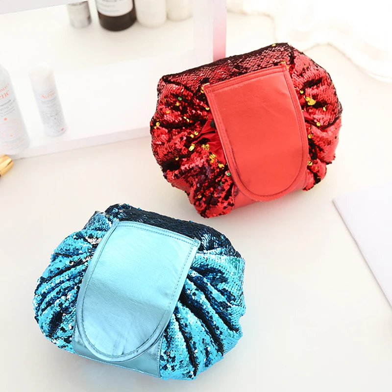 GABWE Русалка Блестки Дизайн косметичка Drawstring макияж Чехол для женщин дорожный Макияж Организатор сумка для хранения туалетные принадлежности, мытье комплект