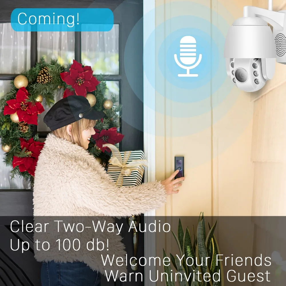 IP Камера уличная беспроводная 1080P Wi Fi PTZ 5 кратный оптический зум ночное видение ИК