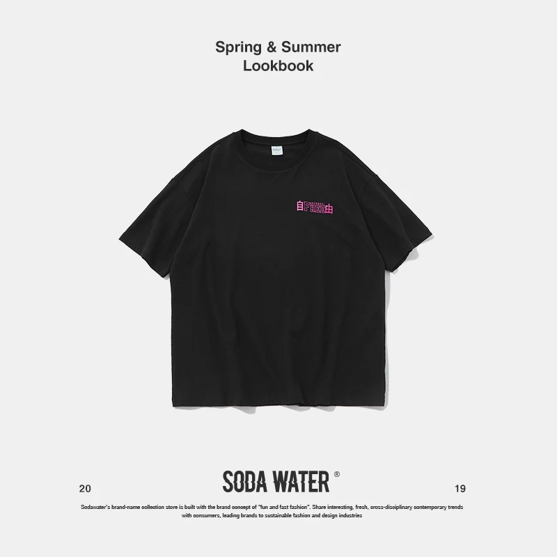 Футболка свободного кроя с принтом SODA WATER Keep Real Freedom летняя хлопковая в стиле хип