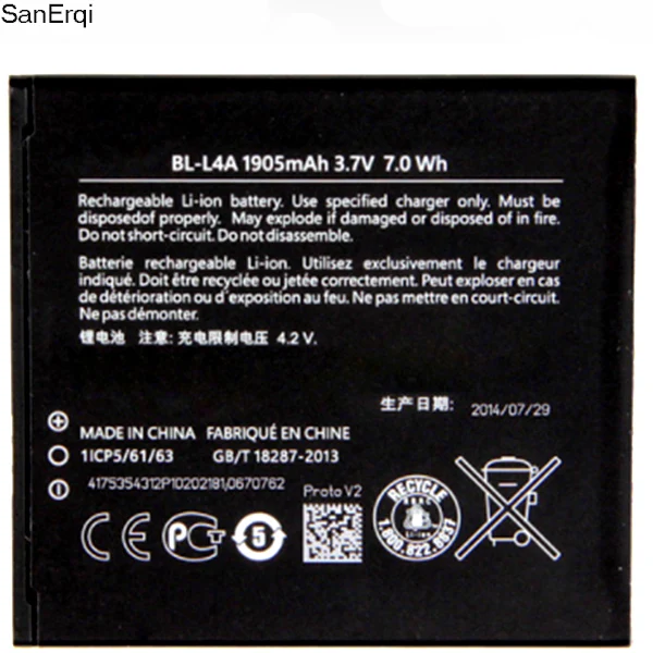 BL-L4A Аккумулятор для microsoft Nokia Lumia 535 RM-1090 RM-1089 Dual 830 RM-984 BL L4A 1905 мАч высокое качество
