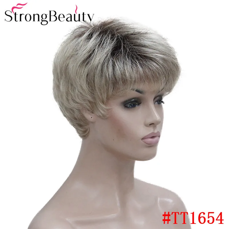 StrongBeauty, короткие прямые парики, синтетические волосы с небольшим монофиламентом, объемные натуральные парики с челкой, 4 цвета на выбор