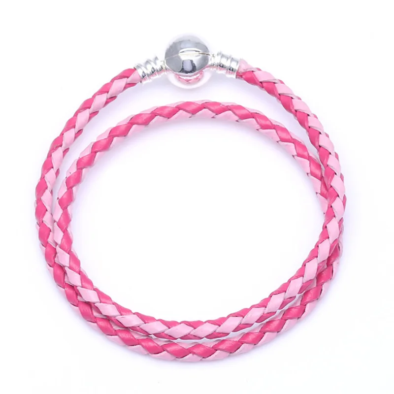 Pink01 Boosbiy, Прямая поставка, высокое качество, кожаные браслеты с подвесками для женщин, подходят для оригинального бренда, Браслет-талисман из бусинок, сделай сам, ювелирное изделие, подарок - Окраска металла: Pink01