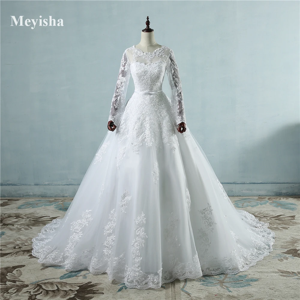 ZJ9065 Новое поступление 2019 Свадебные платья с длинным рукавом сексуальные невесты