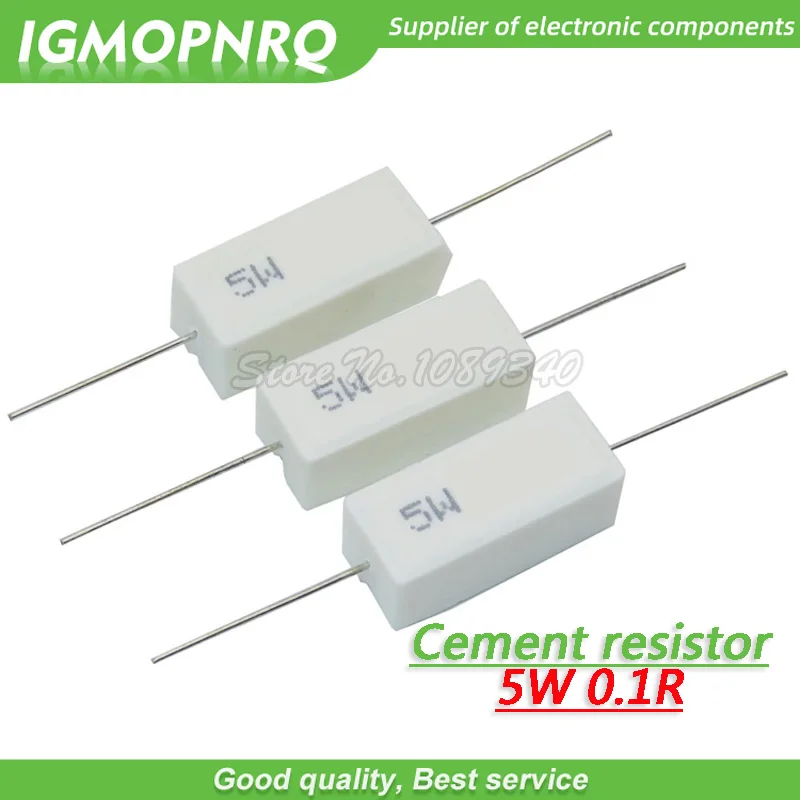 10 шт. 5 Вт 0 1 Ом резистор сопротивления цемента 0.1R 0.1ohm GMOPNRQ | Электронные компоненты