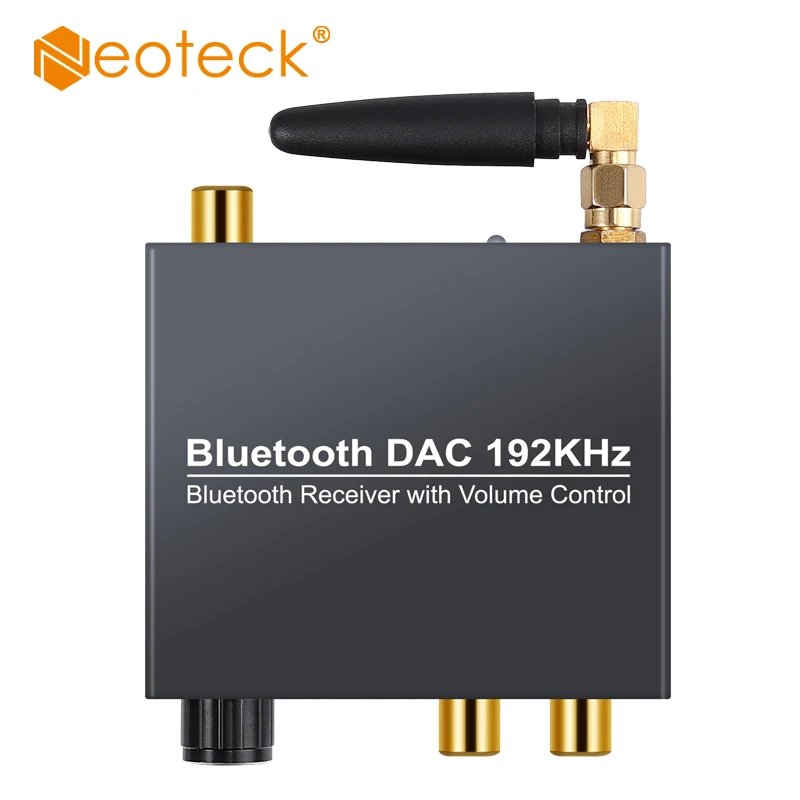 Neoteck 192 кГц Bluetooth DAC цифро-аналоговый аудио конвертер с bluetooth-приемником с регулятором громкости для телефона Ipad DVD