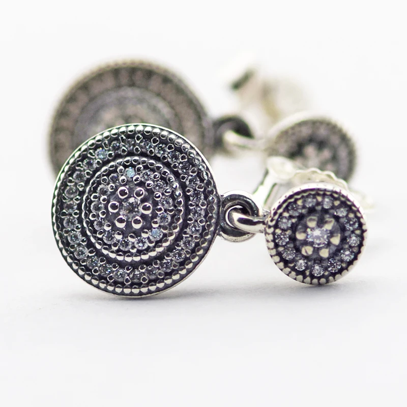 Подлинное 925 пробы Серебряные серьги Сияющий элегантность Длинные Висячие для