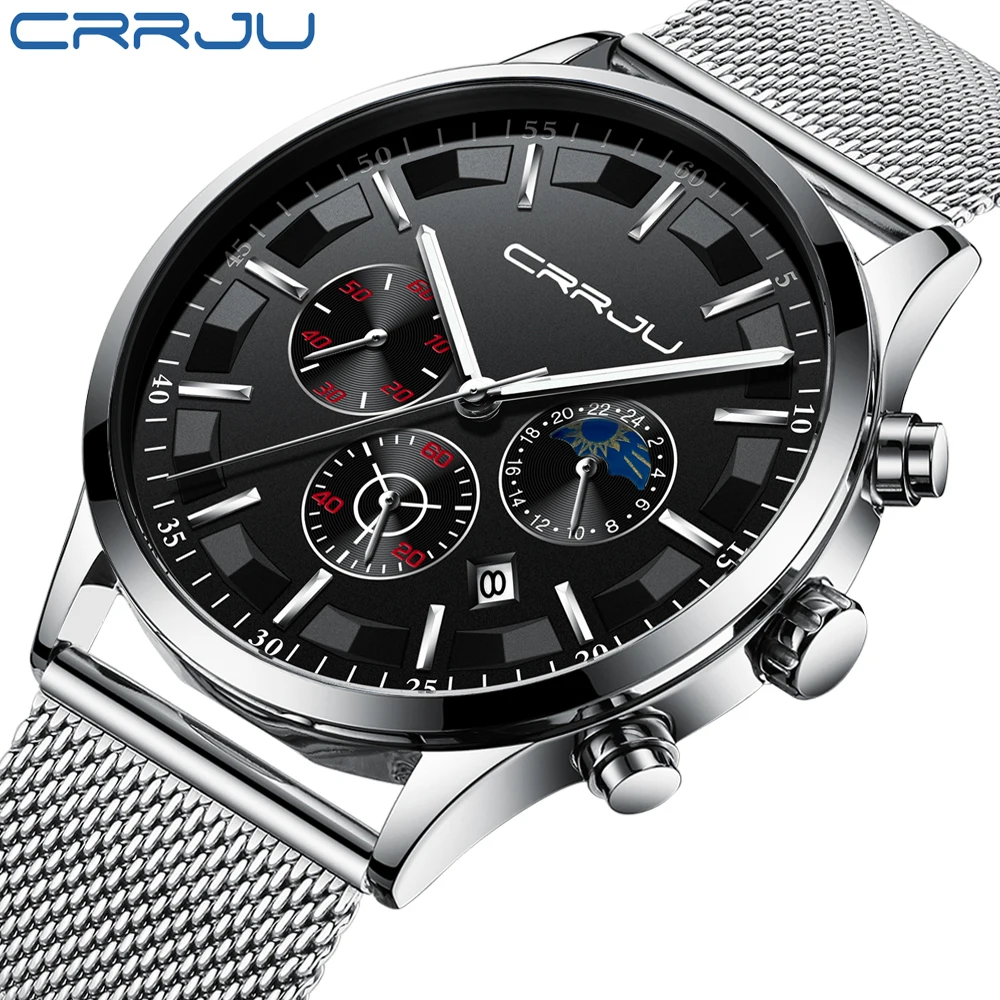 Relogio Masculino CRRJU новинка 2019 модные роскошные Брендовые мужские деловые повседневные