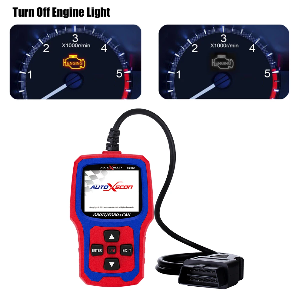 RS300 AUTOXSCAN Auto OBD2 сканер кода цветной экран I/M готовность выключить свет двигателя