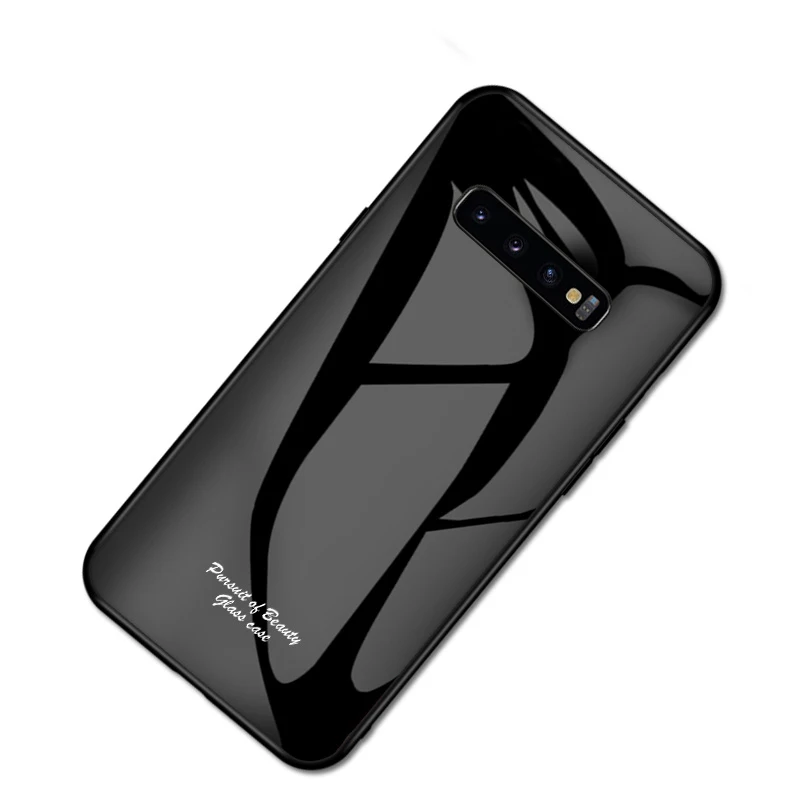 Black Чехол из закаленного стекла карамельного цвета для samsung Galaxy S8 S9 S10 Plus S10E S10X Note 8 9 S10 5G чехол простой сплошной чехол - Цвет: Black