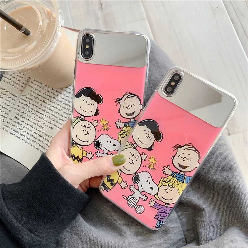 WTSZKL мультфильм милый розовый красный Snoopy зеркало с узором Телефон чехол для iPhone 6