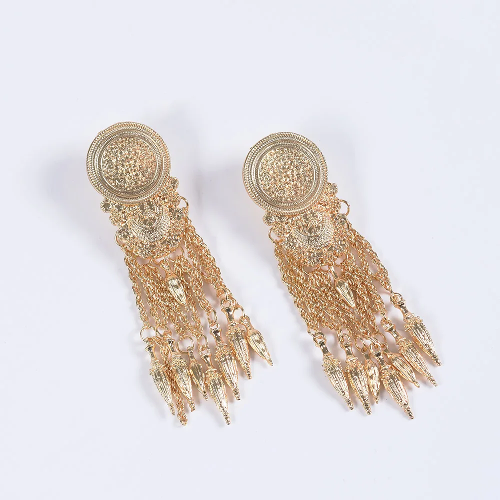 Женские индийские серьги в стиле бохо, Jhumka Za, золотые металлические Большие колокольчики, длинные серьги с кисточками, женские цыганские украшения